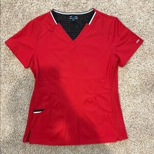 Elle Medical Scrubs Red Scrub Top